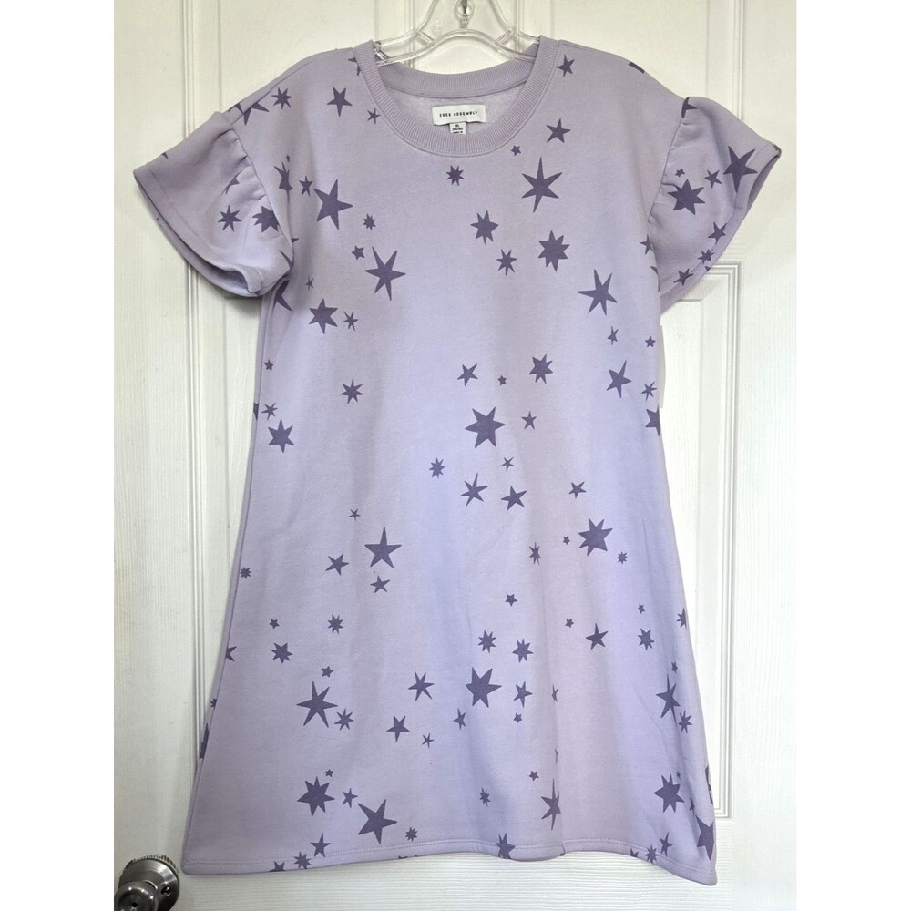 FREE ASSEMBLY Lavender Sweatshirt Dress Flutter Sleeves Girls XL (14/16) NWT